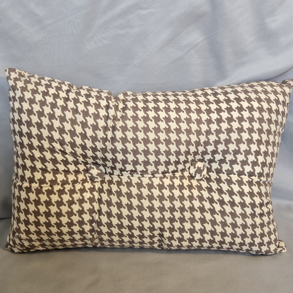 Ruff Hewn 11x16 Houndstooth Throw Pillow Brown Cream Button Accent Decorative